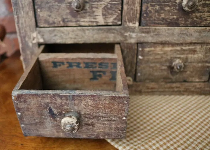 Apothecary Nine Drawer Box Apple Green Paint Storage Cabinet