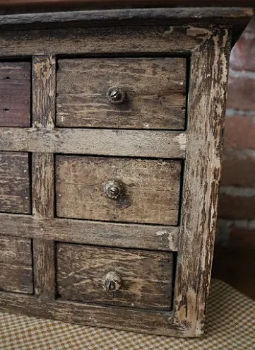 Apothecary Nine Drawer Box Apple Green Paint Storage Cabinet