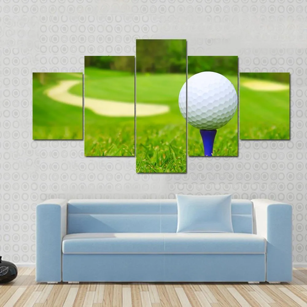 Golf Ball On Course Canvas Wall Art