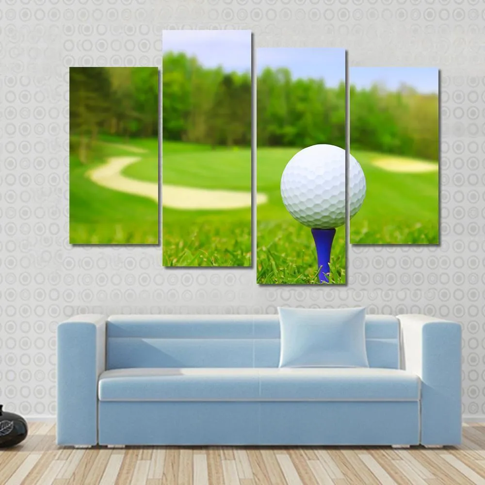 Golf Ball On Course Canvas Wall Art