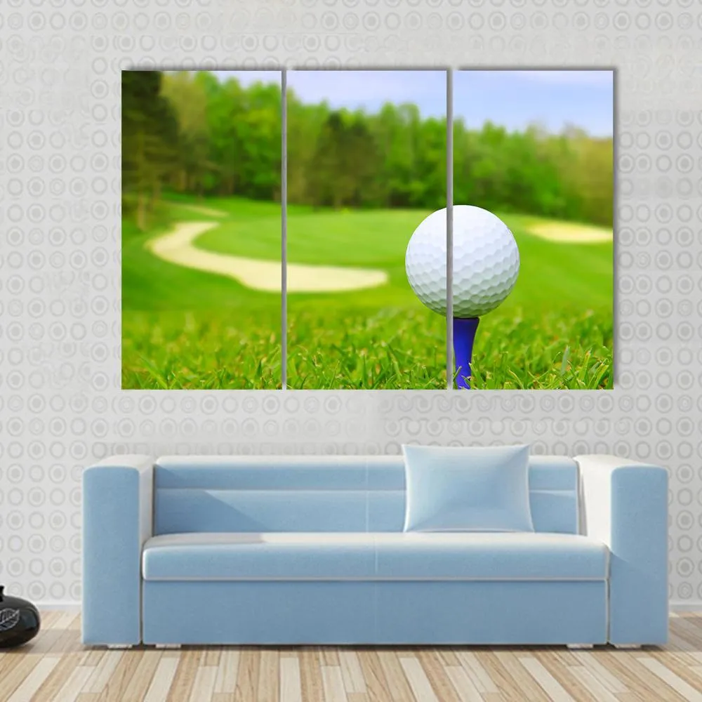Golf Ball On Course Canvas Wall Art