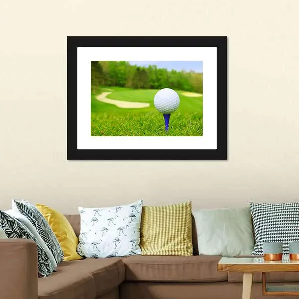 Golf Ball On Course Canvas Wall Art