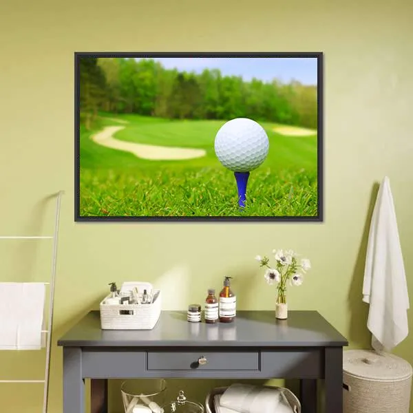 Golf Ball On Course Canvas Wall Art
