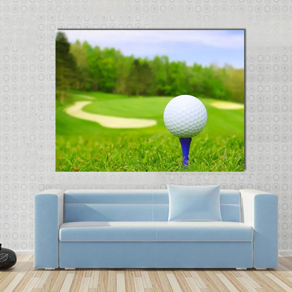 Golf Ball On Course Canvas Wall Art