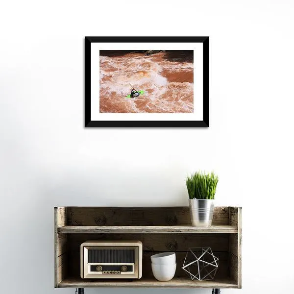 Kayak In River Canvas Wall Art