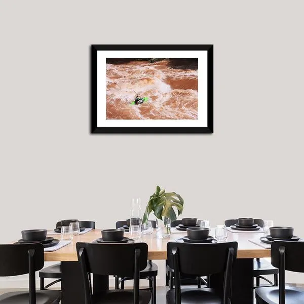 Kayak In River Canvas Wall Art