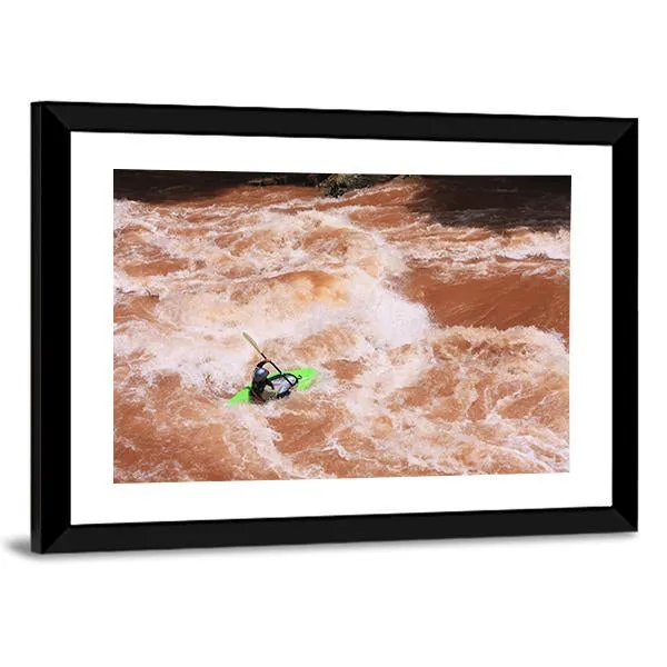 Kayak In River Canvas Wall Art