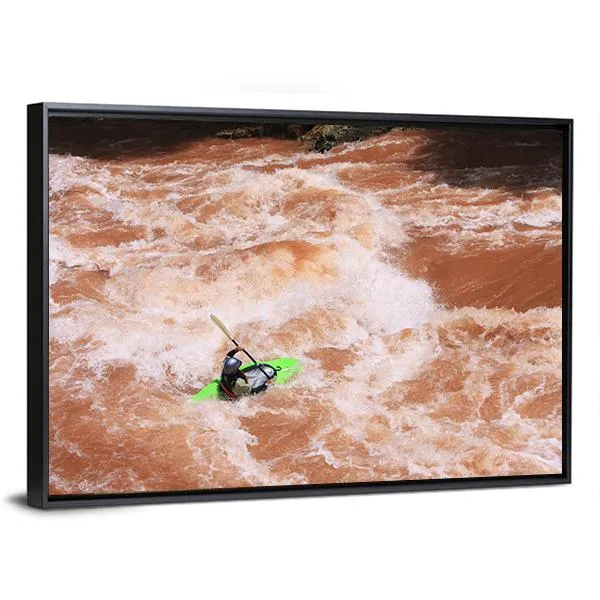 Kayak In River Canvas Wall Art