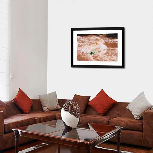 Kayak In River Canvas Wall Art