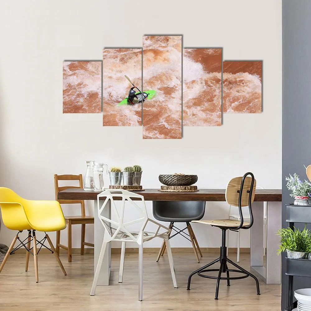 Kayak In River Canvas Wall Art