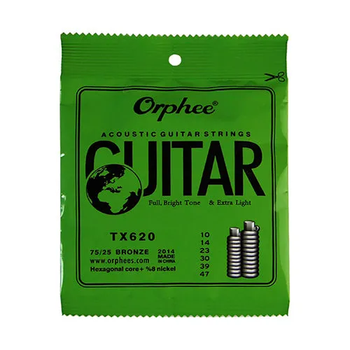 Orphee 1 SET ACOUSTIC Guitar String Hexagonal core 8% nickel FULL,Bronze Bright tone& Extra light Extra Light Medium