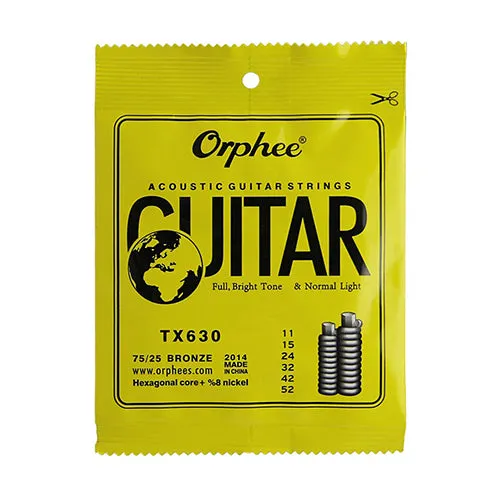 Orphee 1 SET ACOUSTIC Guitar String Hexagonal core 8% nickel FULL,Bronze Bright tone& Extra light Extra Light Medium