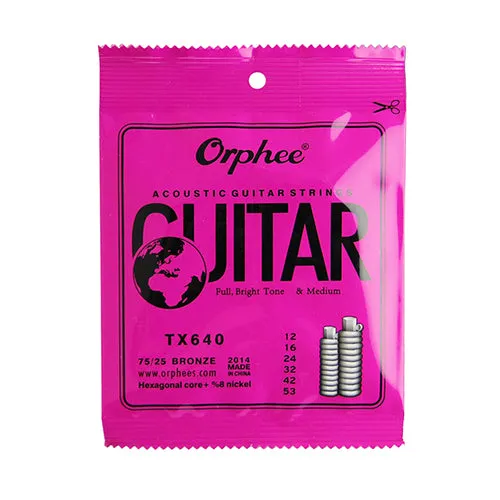 Orphee 1 SET ACOUSTIC Guitar String Hexagonal core 8% nickel FULL,Bronze Bright tone& Extra light Extra Light Medium