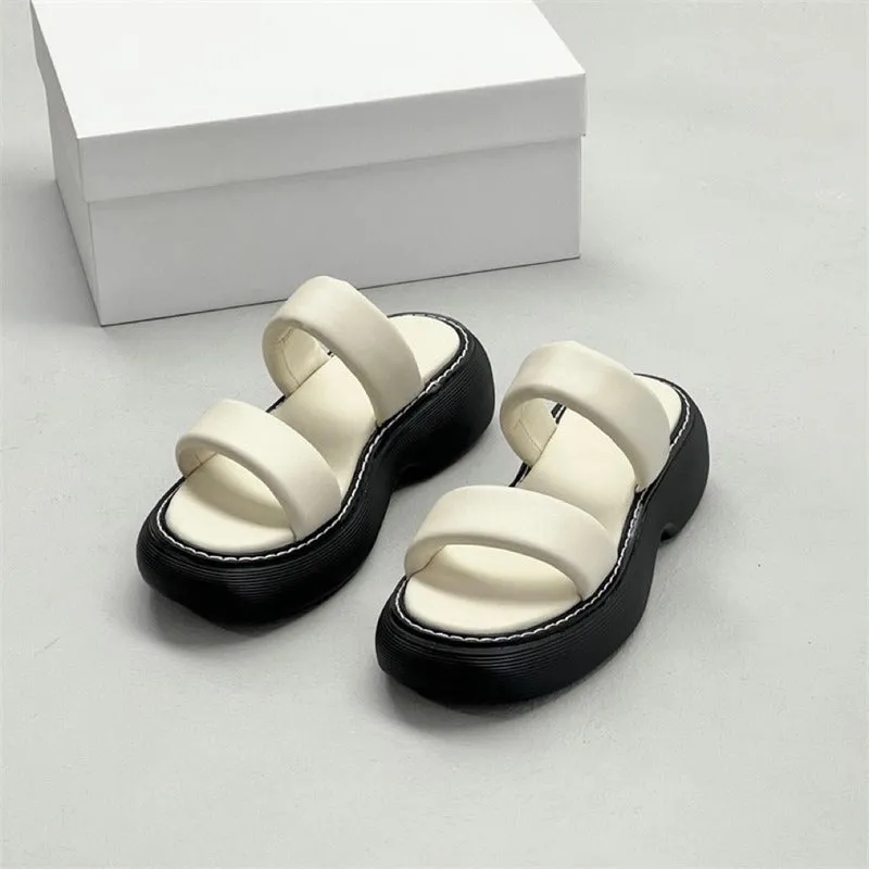 Pre Order:  Leather Thick Sole Strappy Sandals