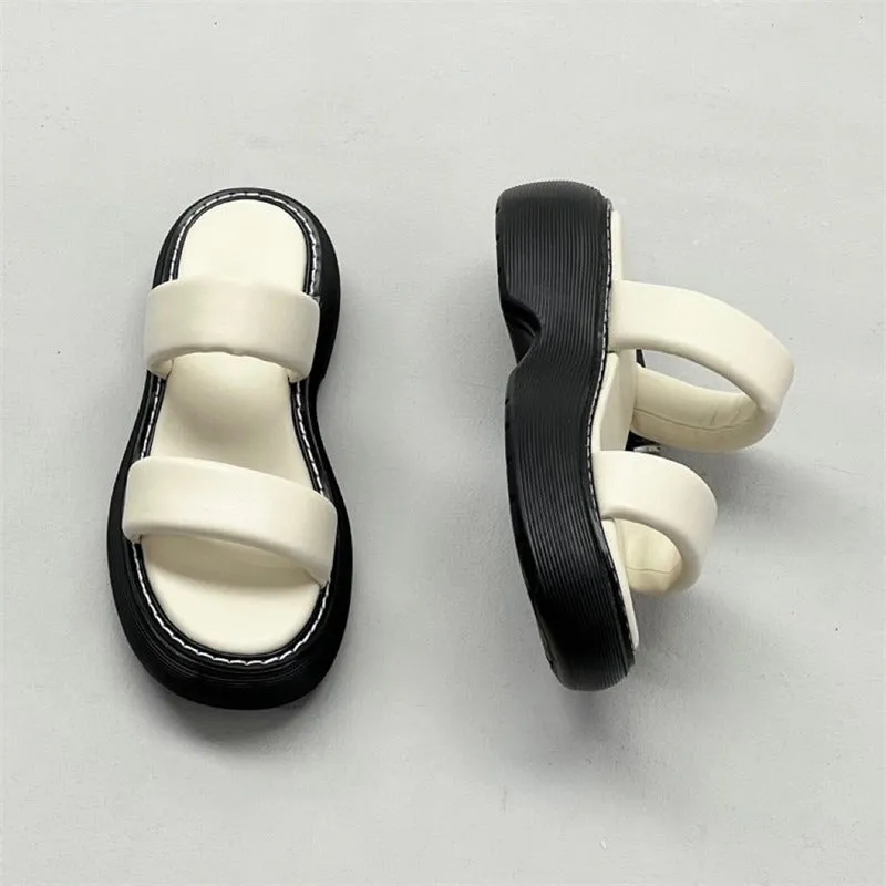 Pre Order:  Leather Thick Sole Strappy Sandals