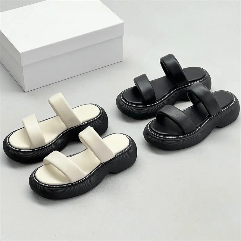 Pre Order:  Leather Thick Sole Strappy Sandals