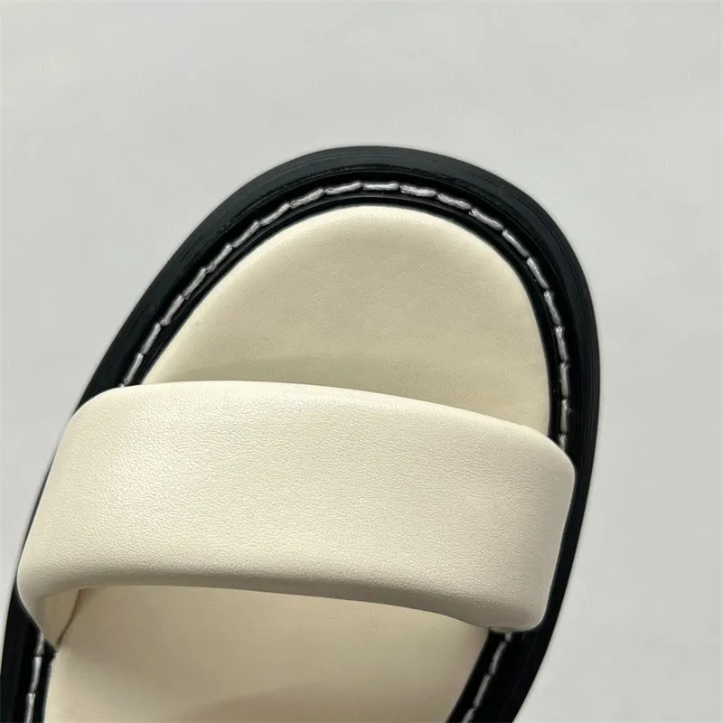 Pre Order:  Leather Thick Sole Strappy Sandals